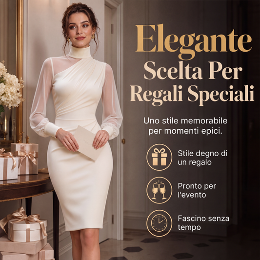 Abito da donna aderente in rete con collo a lupetto