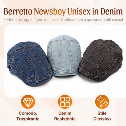 Cappello da newsboy in denim unisex