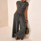 Set da donna con top incrociato e pantaloni a gamba larga