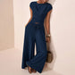 Set da donna con top incrociato e pantaloni a gamba larga