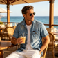 Camicia di jeans casual da uomo a maniche corte