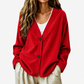 Cardigan in maglia di velluto a coste con scollo a V da donna