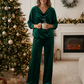 Completo da donna a 2 pezzi: top a maniche lunghe con scollo a cappuccio e pantaloni