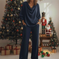 Completo da donna a 2 pezzi: top a maniche lunghe con scollo a cappuccio e pantaloni