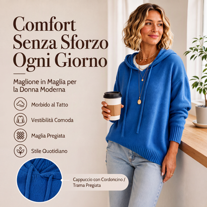 Maglione lavorato a maglia con cappuccio casual da donna