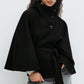 Cappotto da donna stile mantello con colletto alto e cintura