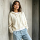 Maglione lavorato a maglia con cappuccio casual da donna