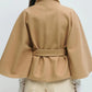 Cappotto da donna stile mantello con colletto alto e cintura