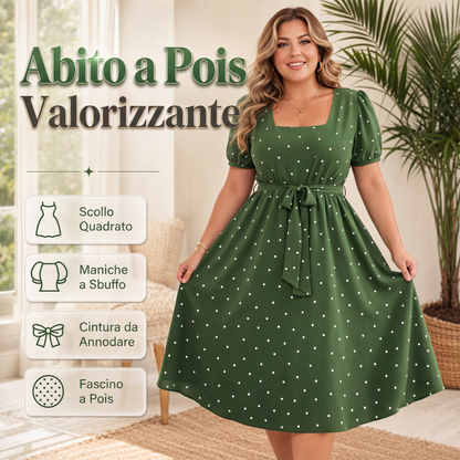Abito a pois da donna taglie forti