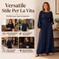 Abito lungo da donna a righe con vita elastica