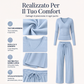 Completo donna con top a maniche lunghe scollo a V e pantaloni a gamba larga