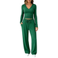 Completo donna con top a maniche lunghe scollo a V e pantaloni a gamba larga