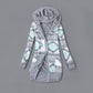 Cardigan con cappuccio a maniche lunghe stampa moda donna