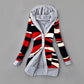 Cardigan con cappuccio a maniche lunghe stampa moda donna