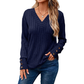 Top casual da donna a maniche lunghe con scollo a V