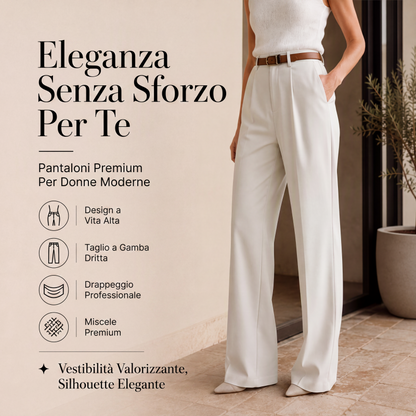 Pantaloni da tailleur a vita alta e gamba larga da donna