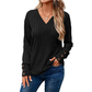 Top casual da donna a maniche lunghe con scollo a V