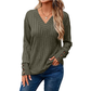 Top casual da donna a maniche lunghe con scollo a V