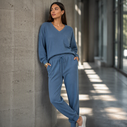 Set da donna composto da top a maniche lunghe e jogger per il relax