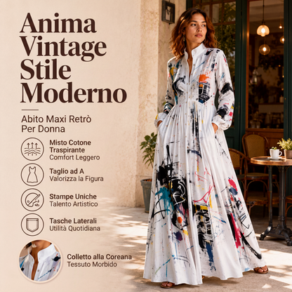 Abito lungo da donna con stampa graffiti artistica