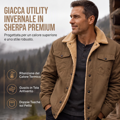 Giacca cargo utility casual in sherpa da uomo