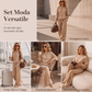 Set da donna con felpa stampa leopardata e pantaloni a gamba larga
