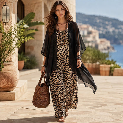 Set di abito lungo maxi fluido chic da donna e copricostume
