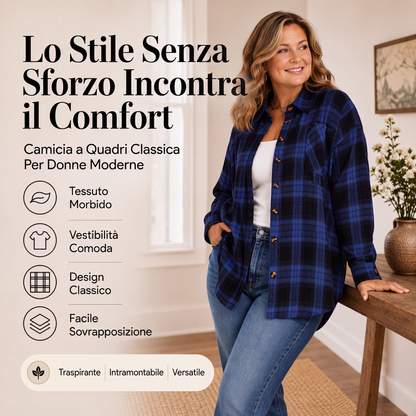 Camicia da donna a scacchi con bottoni