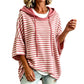 Felpa da donna larga a righe con cappuccio, casual con maniche a 3/4