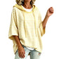 Felpa da donna larga a righe con cappuccio, casual con maniche a 3/4