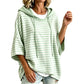Felpa da donna larga a righe con cappuccio, casual con maniche a 3/4