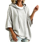 Felpa da donna larga a righe con cappuccio, casual con maniche a 3/4