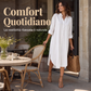 Abito camicia da donna in cotone e lino, taglio comodo con tasche