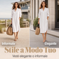 Abito camicia da donna in cotone e lino, taglio comodo con tasche
