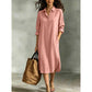Abito camicia da donna in cotone e lino, taglio comodo con tasche