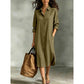 Abito camicia da donna in cotone e lino, taglio comodo con tasche