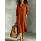 Abito camicia da donna in cotone e lino, taglio comodo con tasche