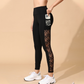 Pantaloni da yoga da donna in rete a vita alta con tasche