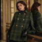 Cappotto a mantella scozzese vintage da donna