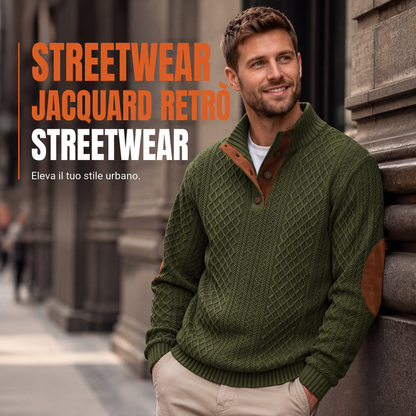 Felpa da uomo casual oversize jacquard