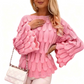 Maglione oversize da donna lavorato a maglia con dettagli scavati