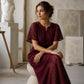 Abito lungo da donna con scollo a V in pizzo e crochet