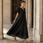 Abito lungo da donna con scollo a V in pizzo e crochet