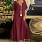 Abito lungo da donna con scollo a V in pizzo e crochet