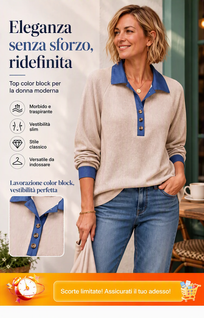 📢📢Sconto del 50%!!!🎉✨Top in maglia da donna con collo in denim a contrasto