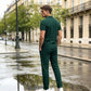 Completo da uomo con top a maniche corte in tessuto waffle e pantaloni