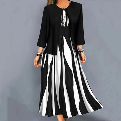 Set da donna a 2 pezzi: abito senza maniche e cardigan
