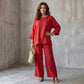 Completo a due pezzi casual da donna in misto lino