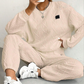 Completo casual da 2 pezzi: maglione in maglia a maniche lunghe e pantaloni