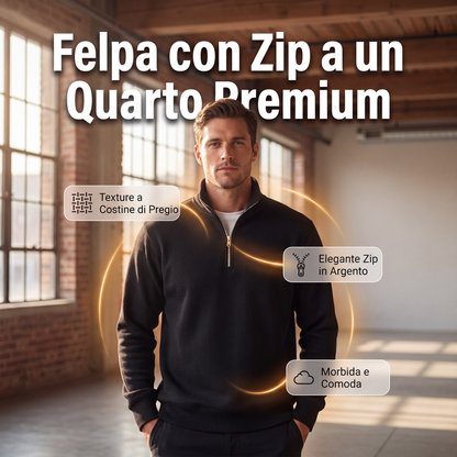 Felpa pullover premium con zip a un quarto